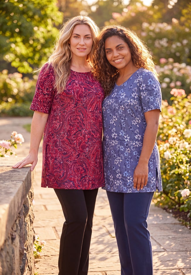 Easy Fit Short Sleeve V-Neck Tunic image number 1