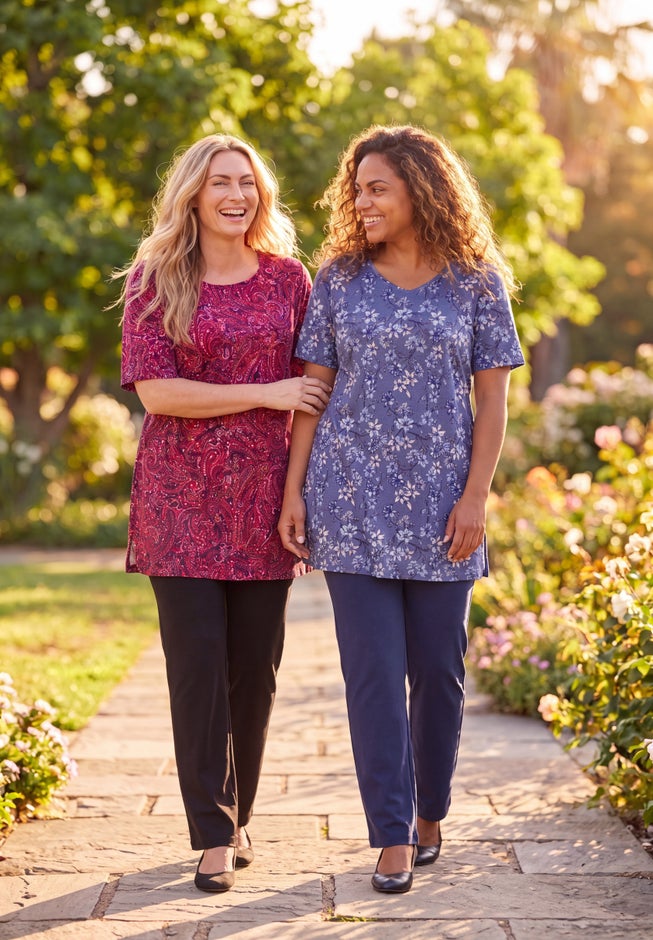 Easy Fit Short Sleeve V-Neck Tunic image number 2
