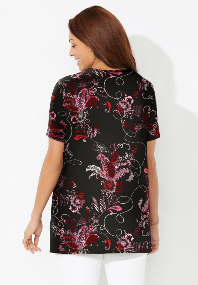 Easy Fit Short Sleeve V-Neck Tunic image number 1