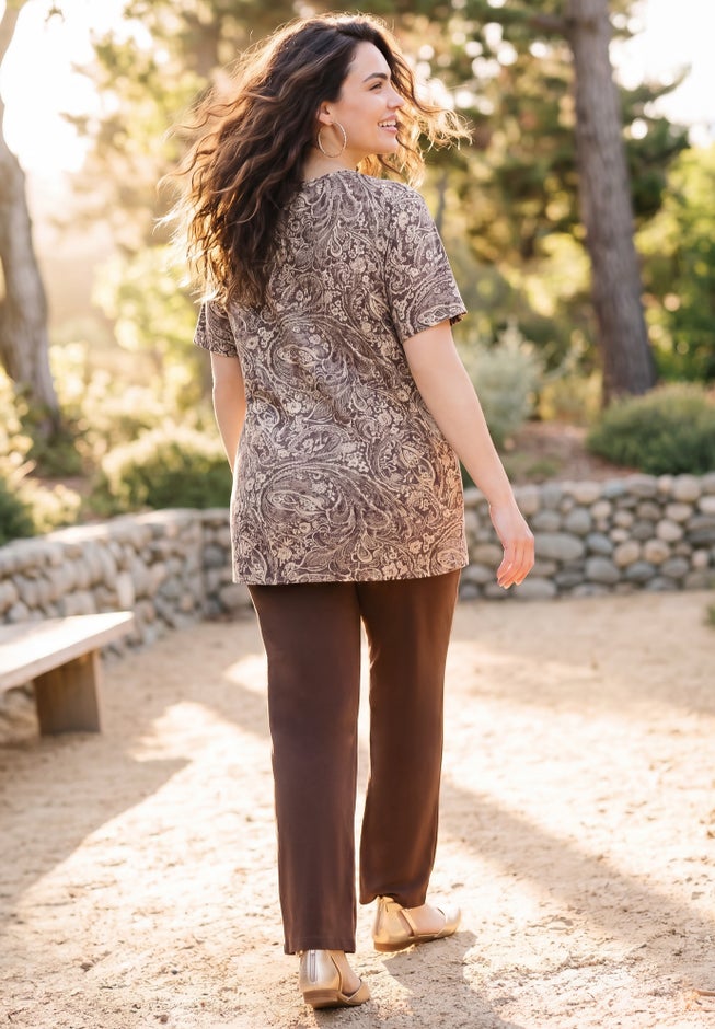 Easy Fit Short Sleeve V-Neck Tunic image number 1