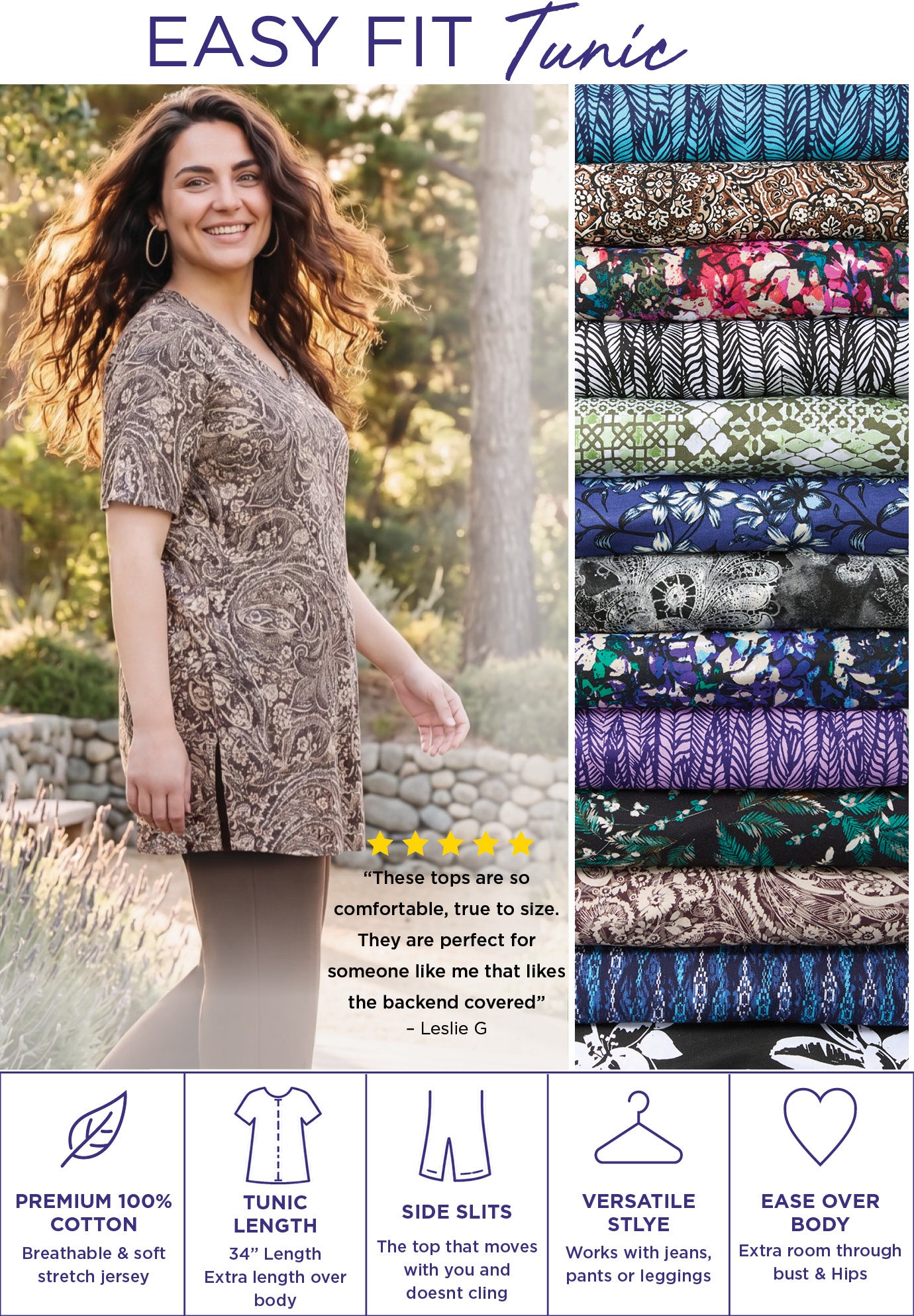 Easy Fit Short Sleeve V-Neck Tunic image number 2