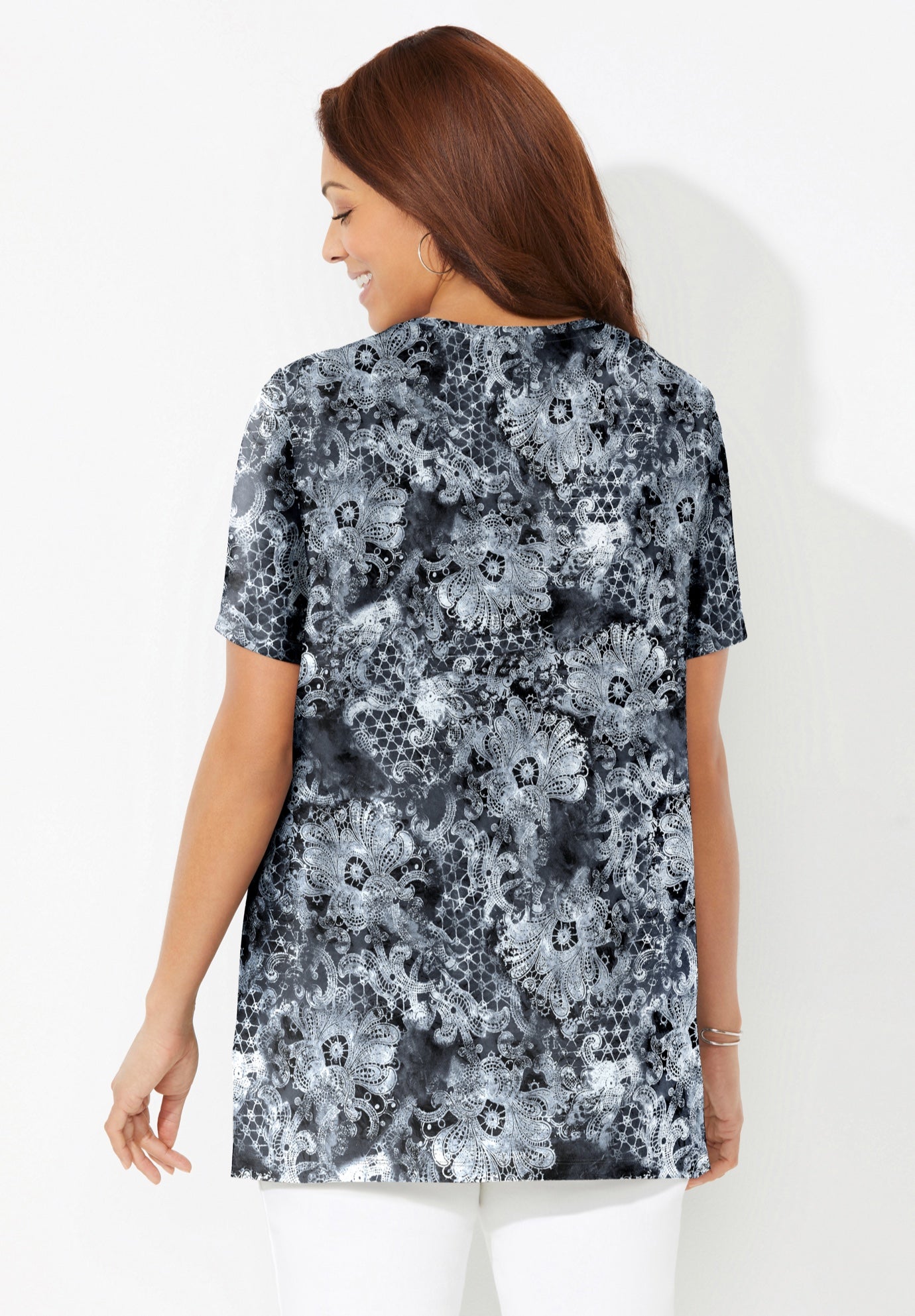 Easy Fit Short Sleeve V-Neck Tunic image number 1