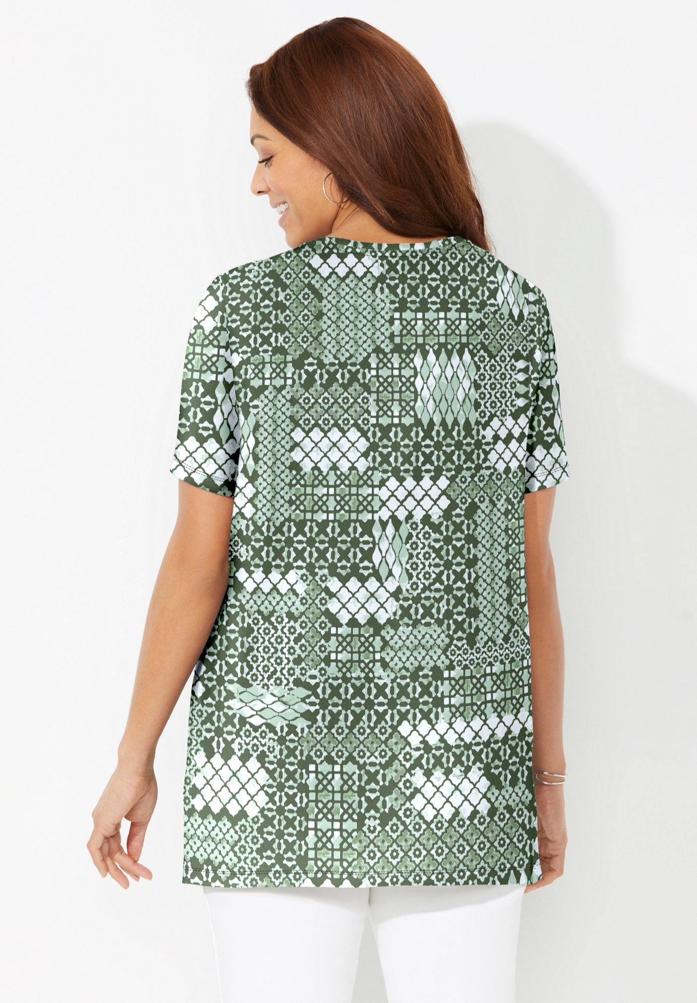 Easy Fit Short Sleeve V-Neck Tunic image number 1