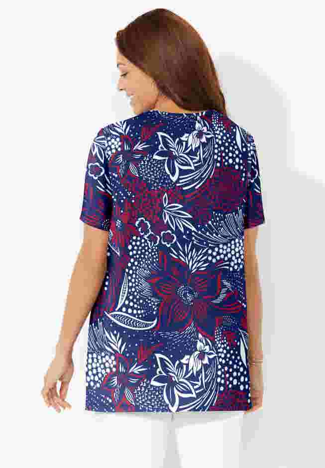 Easy Fit Short Sleeve V-Neck Tunic image number 1