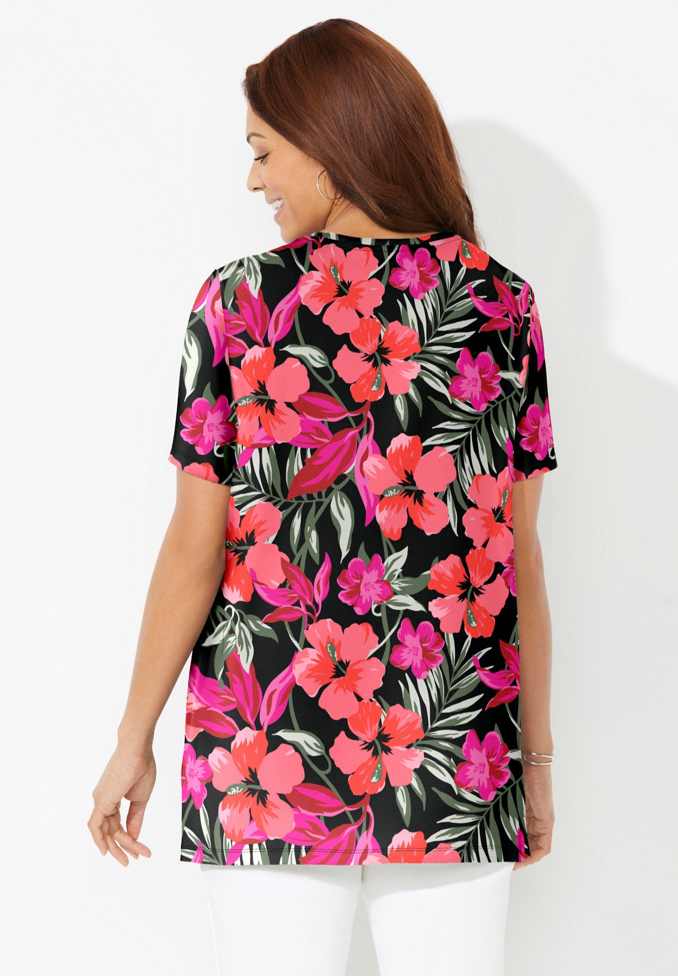 Easy Fit Short Sleeve V-Neck Tunic image number 1