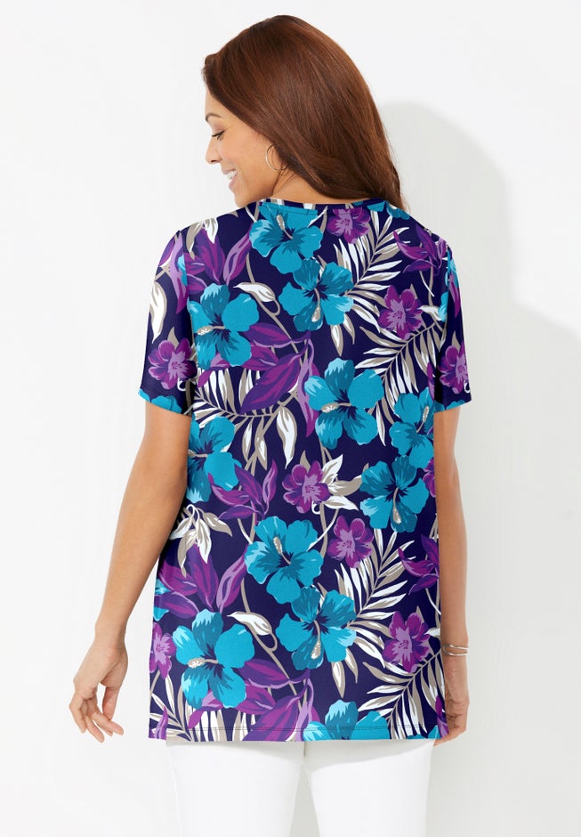 Easy Fit Short Sleeve V-Neck Tunic image number 1