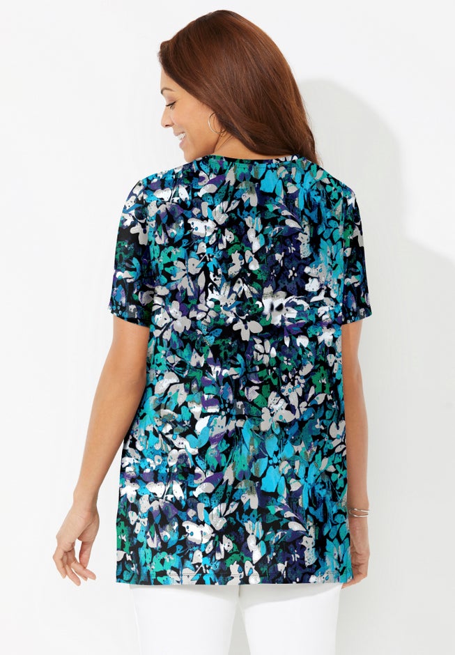 Easy Fit Short Sleeve V-Neck Tunic image number 1