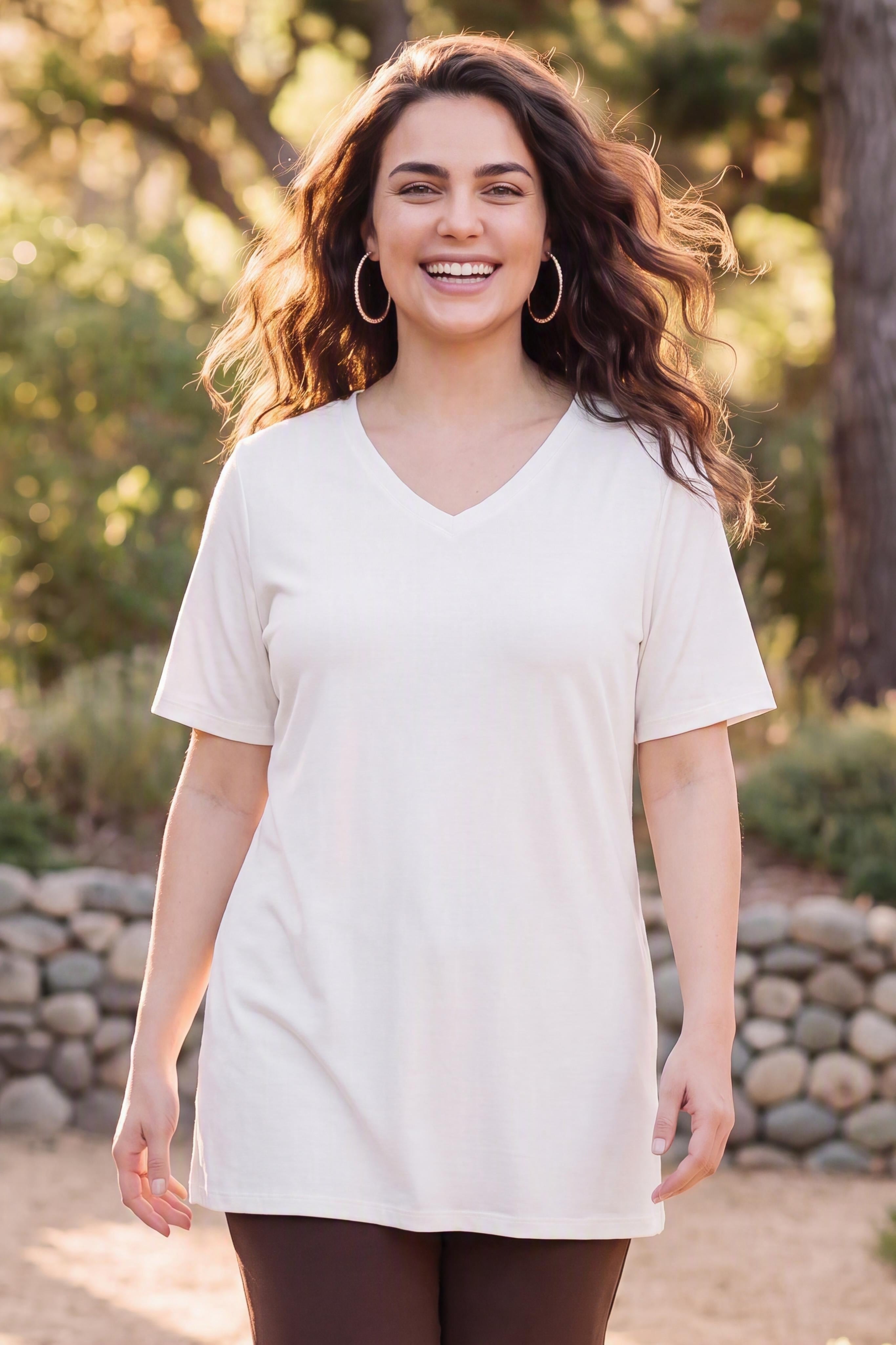 Easy Fit Short Sleeve V-Neck Tunic image number 0