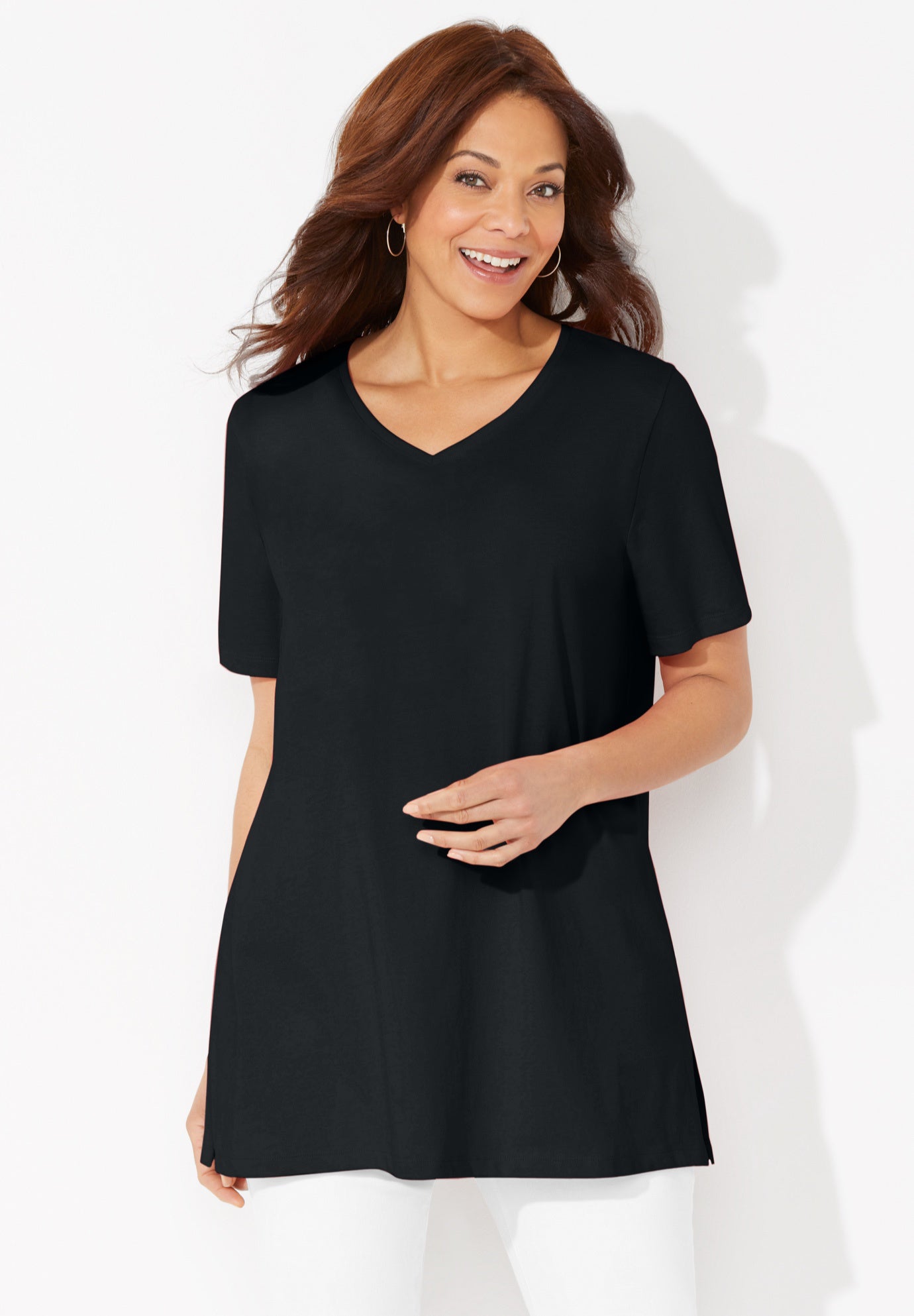 Easy Fit Short Sleeve V-Neck Tunic image number 0