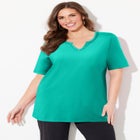 Suprema&reg; Embroidered Notch-Neck Tee image number null