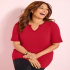 Suprema&reg; Embroidered Notch-Neck Tee image number null