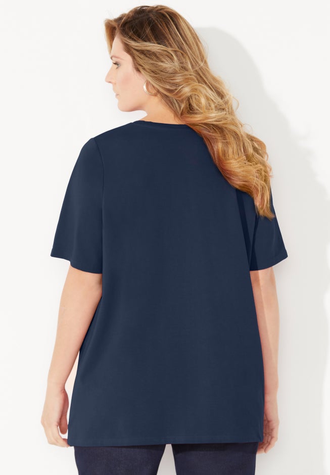 Suprema® Embroidered Notch-Neck Tee image number 1