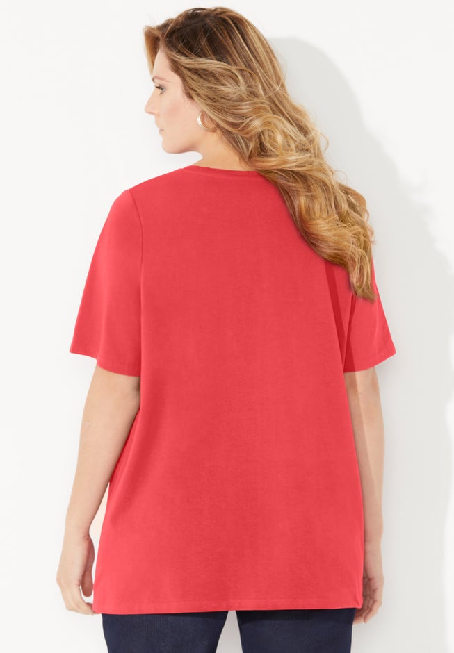 Suprema® Embroidered Notch-Neck Tee image number 1