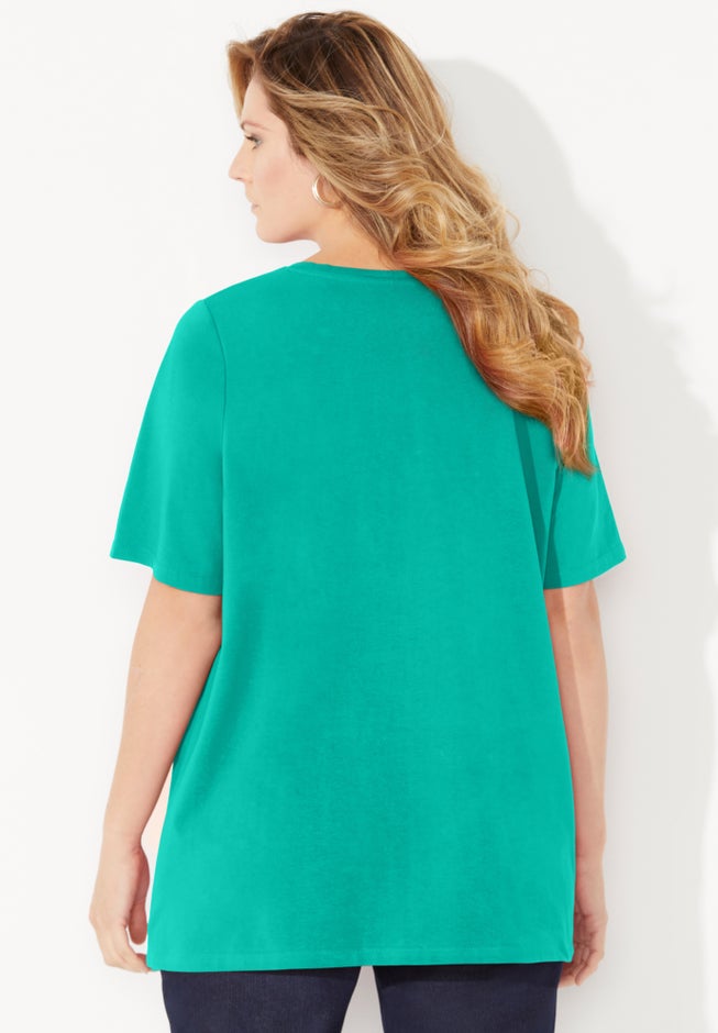 Suprema&reg; Embroidered Notch-Neck Tee image number 1