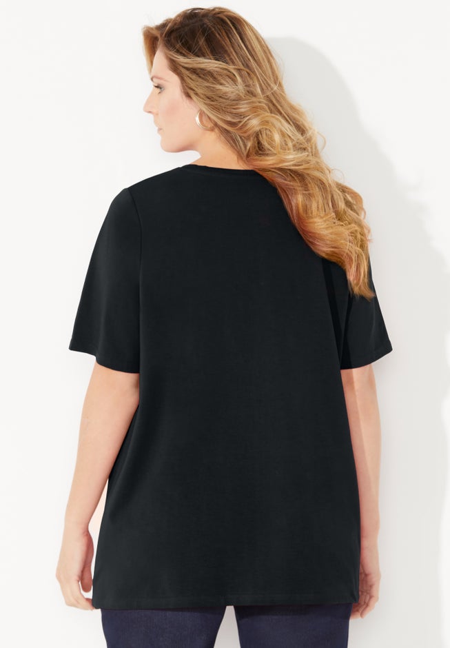 Suprema&reg; Embroidered Notch-Neck Tee image number 1