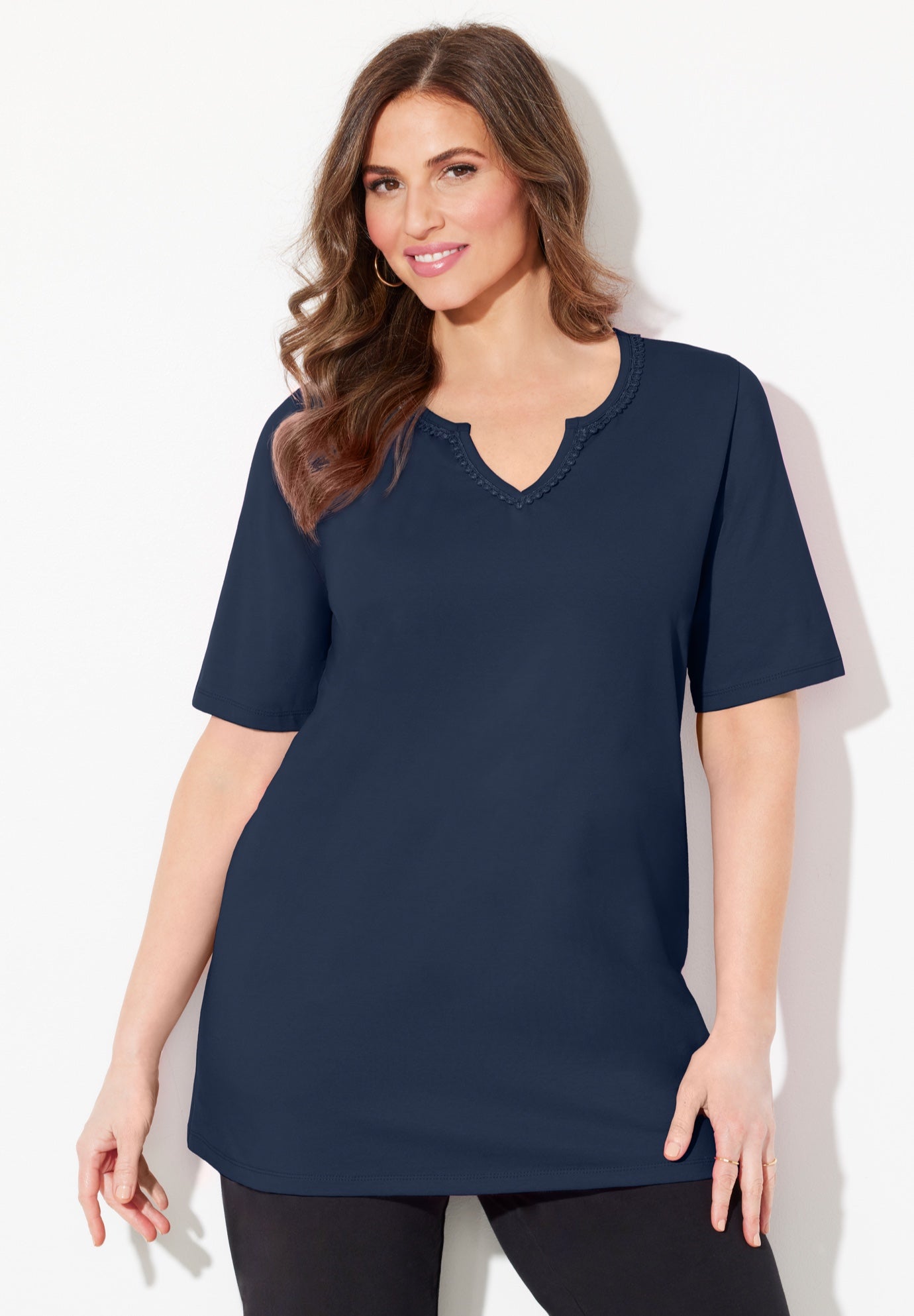 Suprema® Embroidered Notch-Neck Tee image number 0