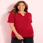 Suprema&reg; Embroidered Notch-Neck Tee image number null