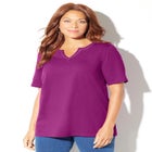 Suprema&reg; Embroidered Notch-Neck Tee image number null