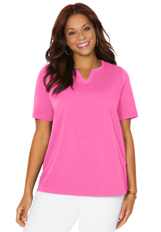 Suprema® Embroidered Notch-Neck Tee image number 0