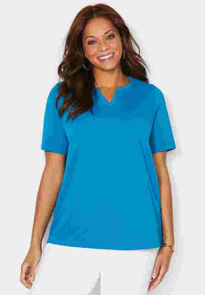 Suprema® Embroidered Notch-Neck Tee image number 0