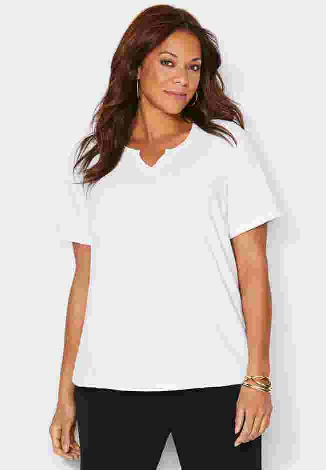 Suprema® Embroidered Notch-Neck Tee image number 0