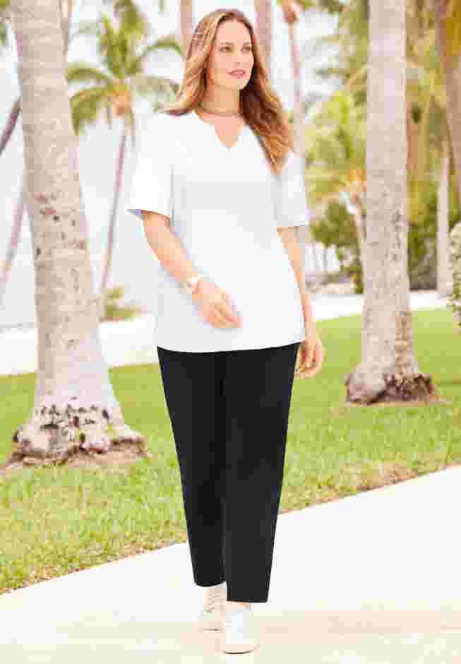 Suprema® Embroidered Notch-Neck Tee image number 0