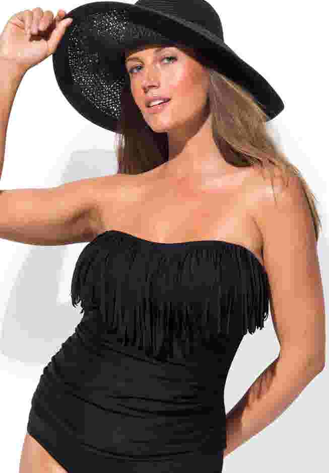 Fringe Bandeau Tankini Top image number 2
