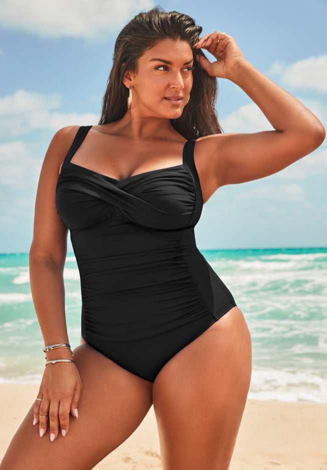 Ruched Twist Front One Piece Swimsuit image number 4