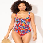 Ruched Twist Front One Piece Swimsuit image number 3