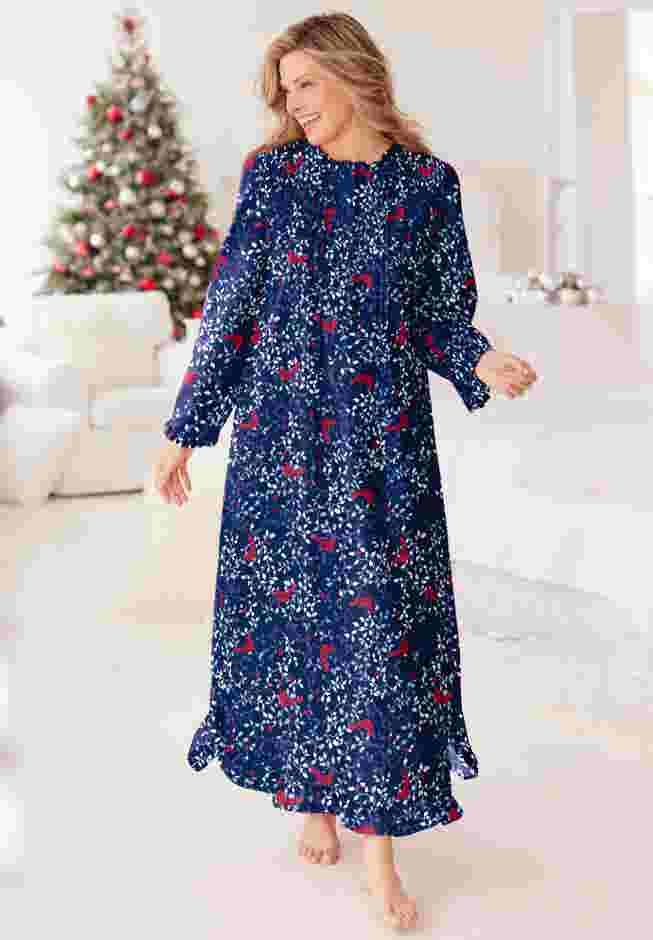 Long Flannel Nightgown  image number 3