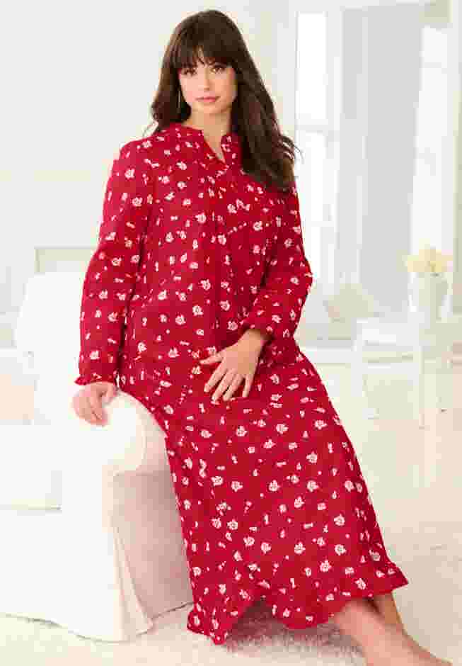 Long Flannel Nightgown  image number 5