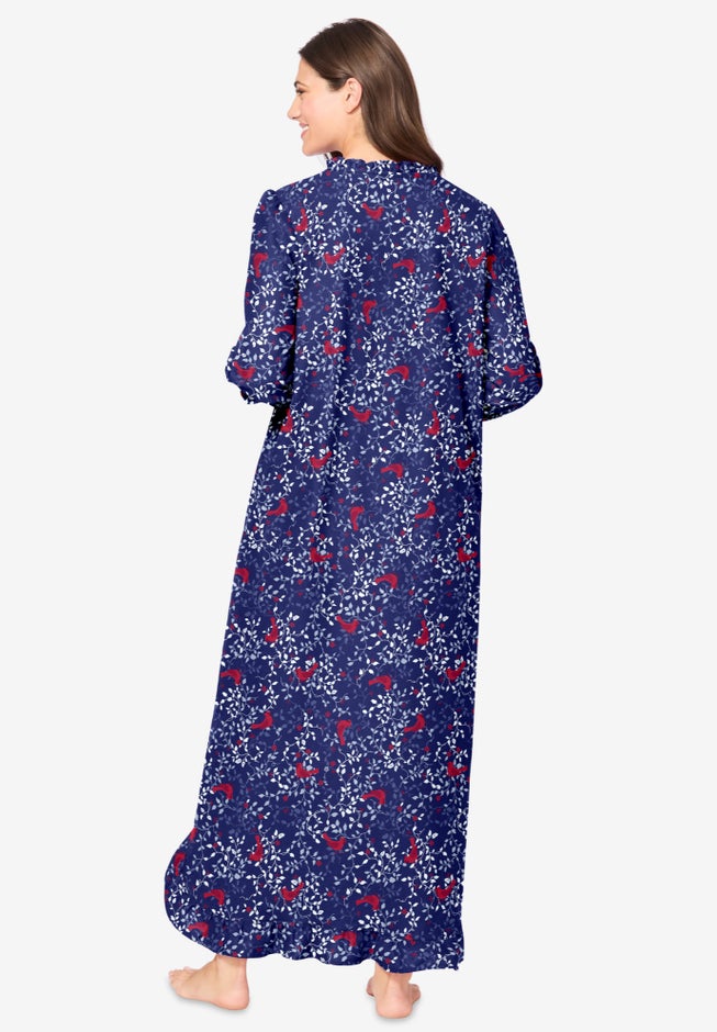 Cozy Flannel Nightgown for Women - Long Length, Evening Blue Cardinals | Catherines Cozy Flannel Nightgown for Women - Long Length, Evening Blue Cardinals | Catherines