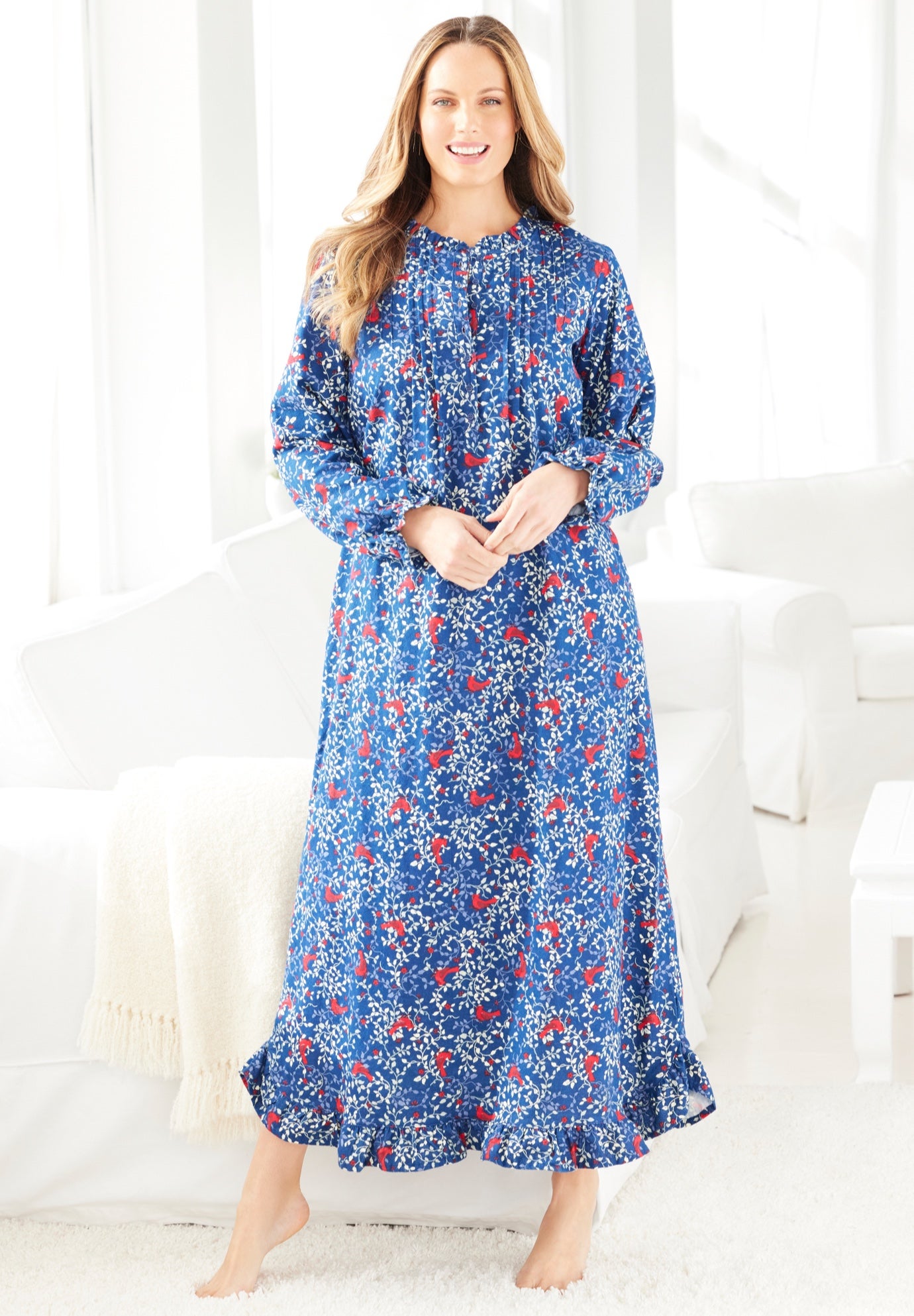 Long Flannel Nightgown  image number 0