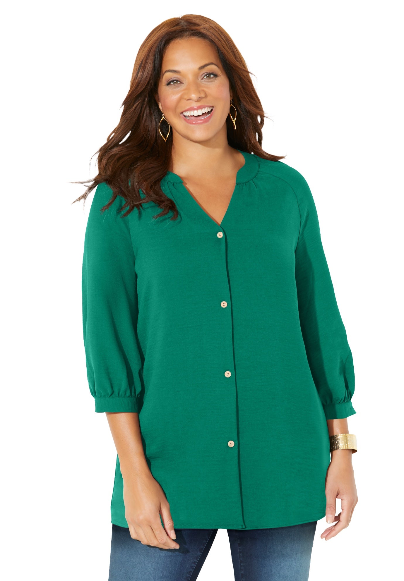 Light and Airy Y-Neck Blouse image number 1