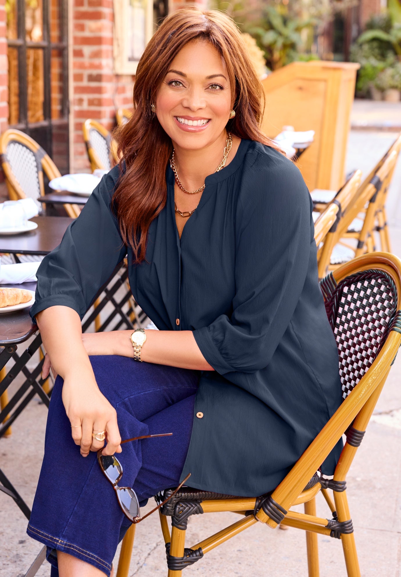 Light and Airy Y-Neck Blouse image number 4