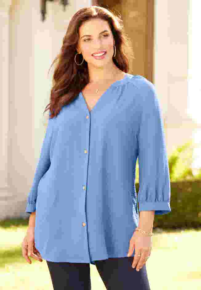 Light and Airy Y-Neck Blouse image number 0