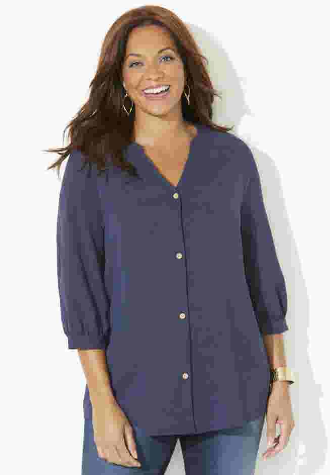 Light and Airy Y-Neck Blouse image number 0