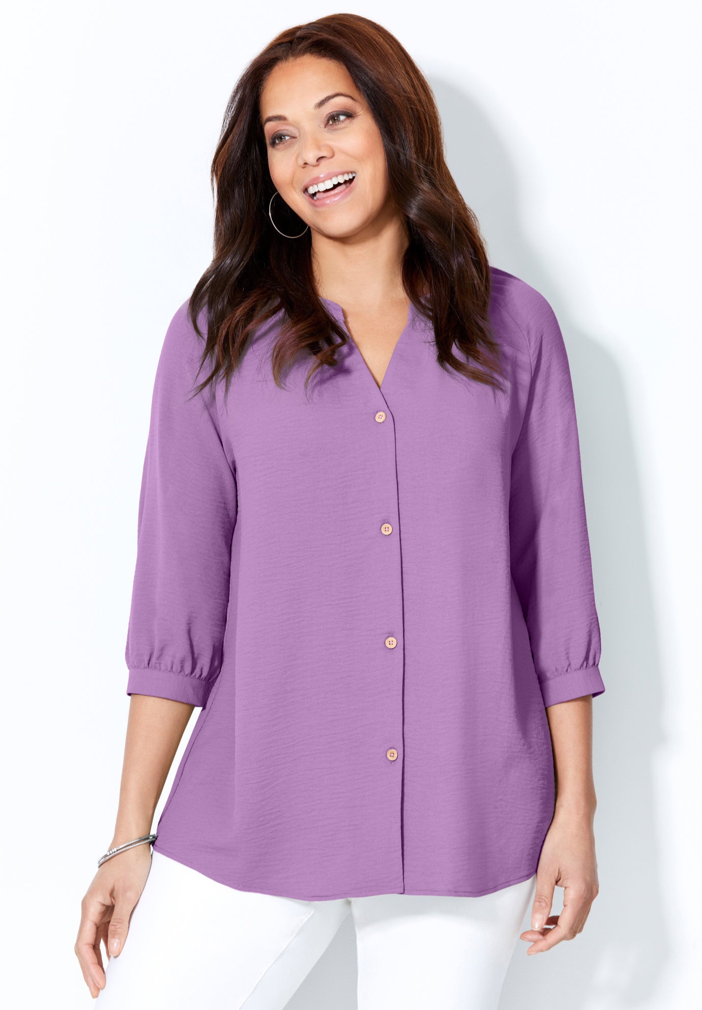 Light and Airy Y-Neck Blouse image number 3