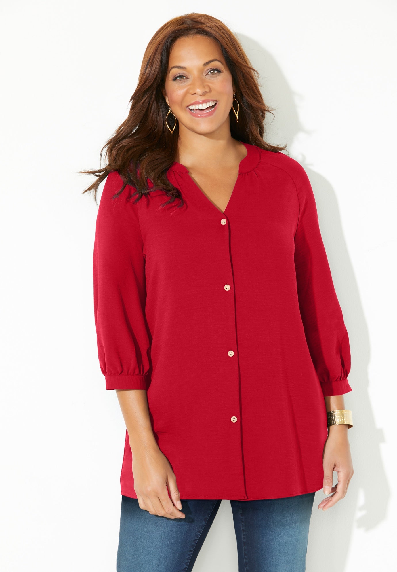 Light and Airy Y-Neck Blouse image number 0