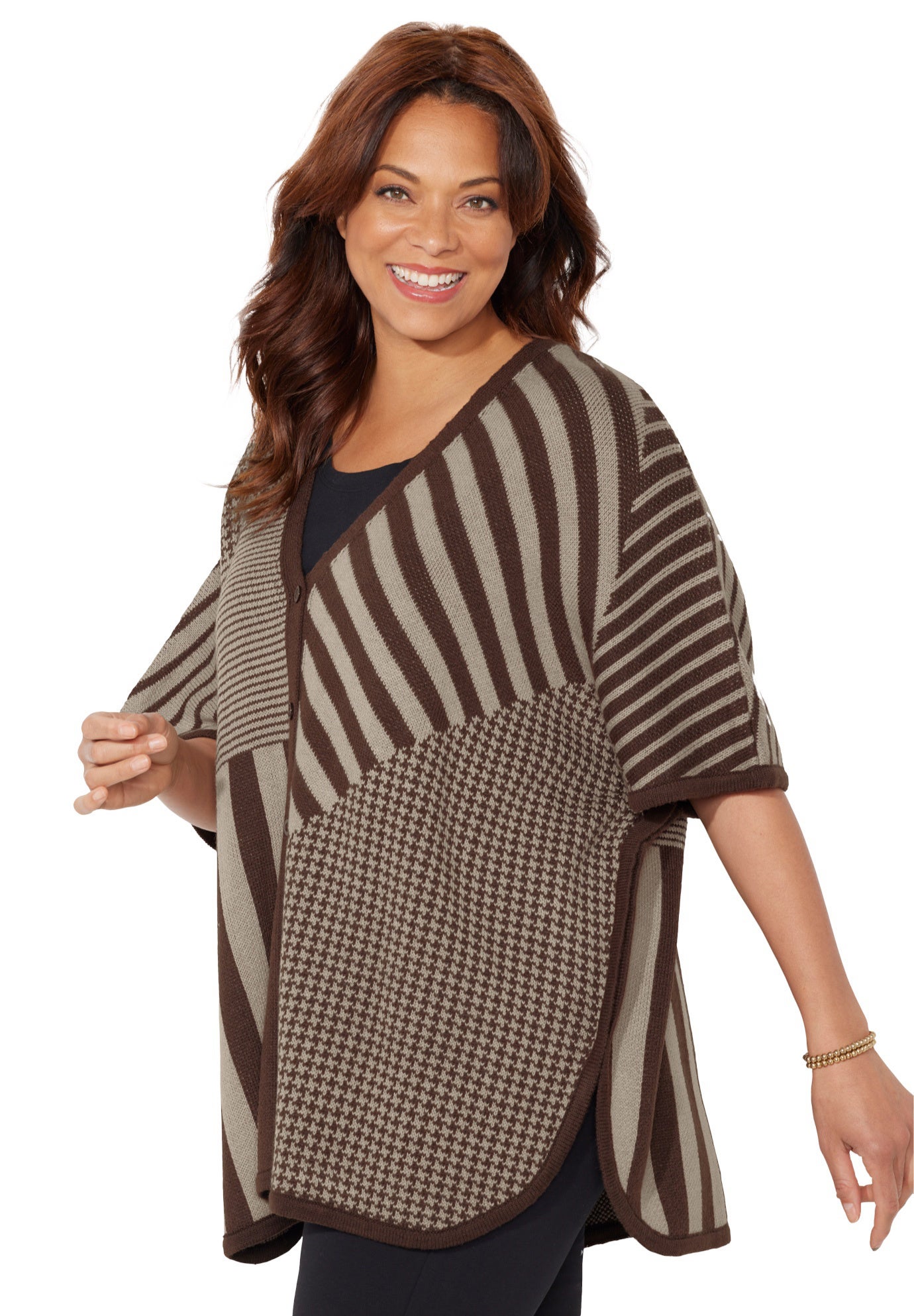 V-Neck Pullover Poncho image number 2