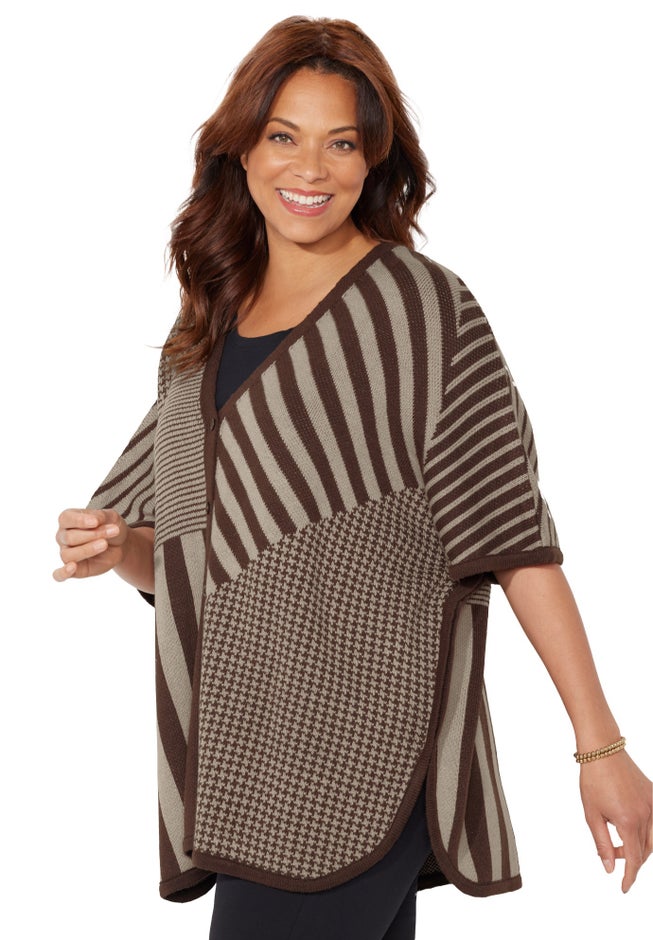 V-Neck Pullover Poncho image number 2