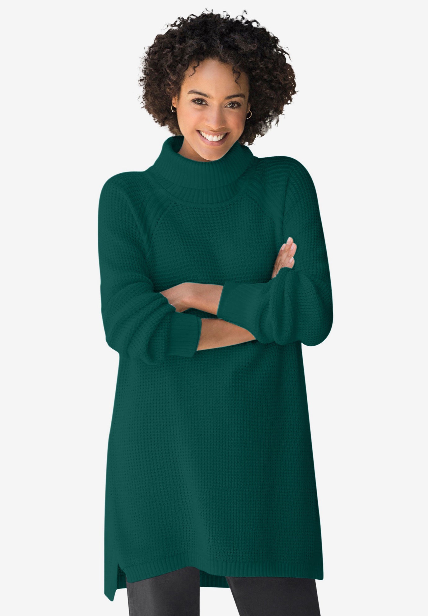 Waffle Knit Turtleneck Sweater image number 0