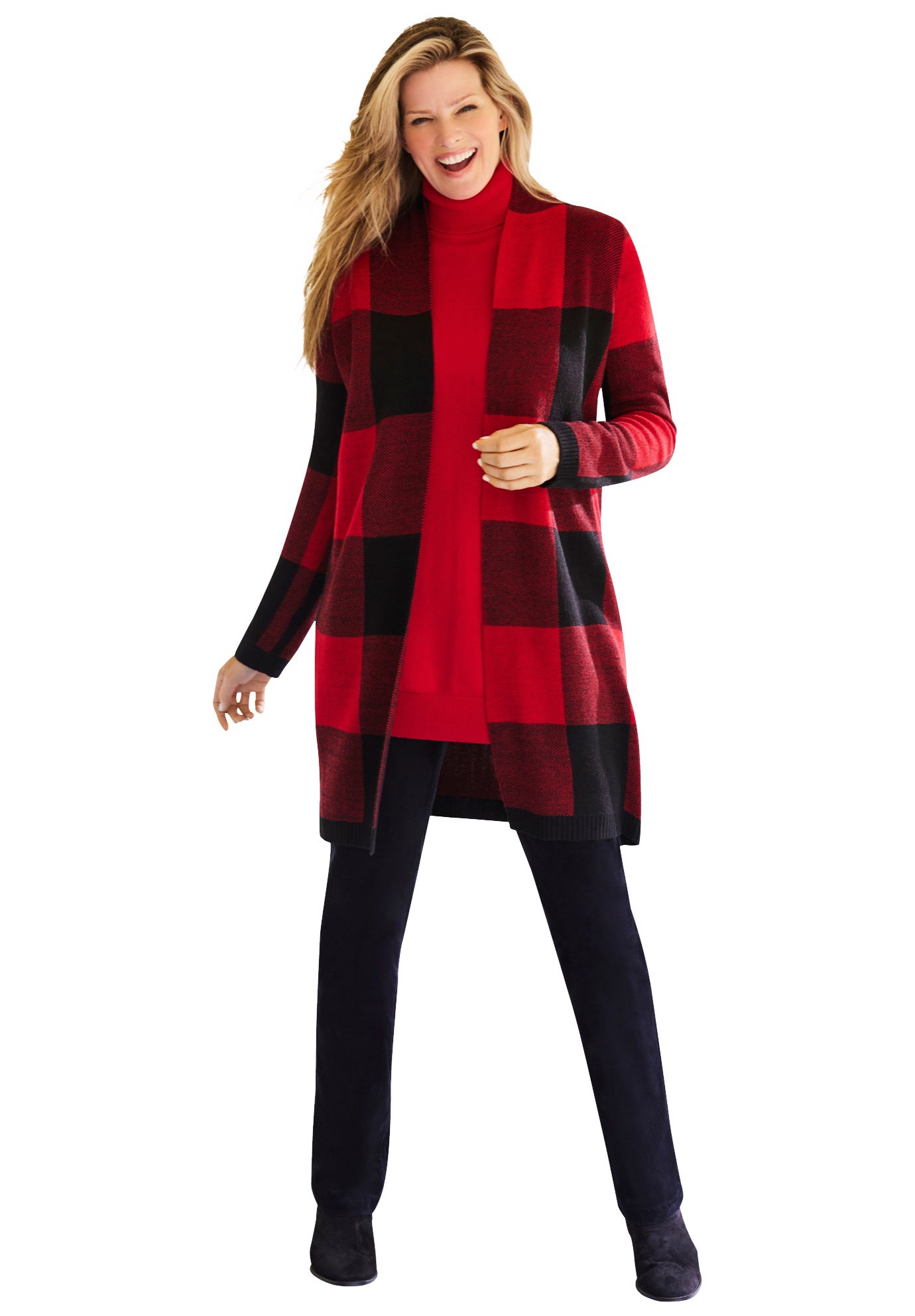 Jacquard Open Front Duster Sweater image number 2