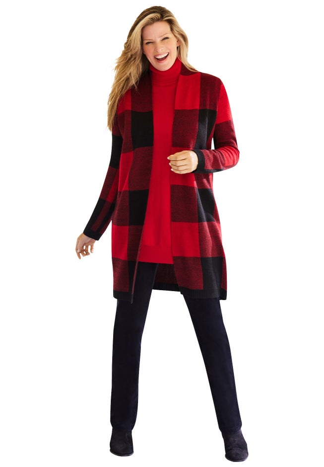 Jacquard Open Front Duster Sweater image number 2