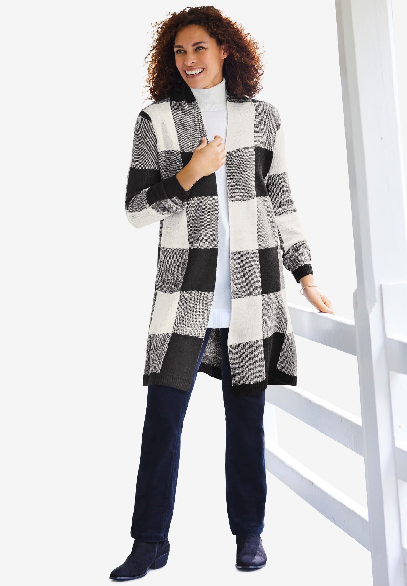 Jacquard Open Front Duster Sweater image number 0