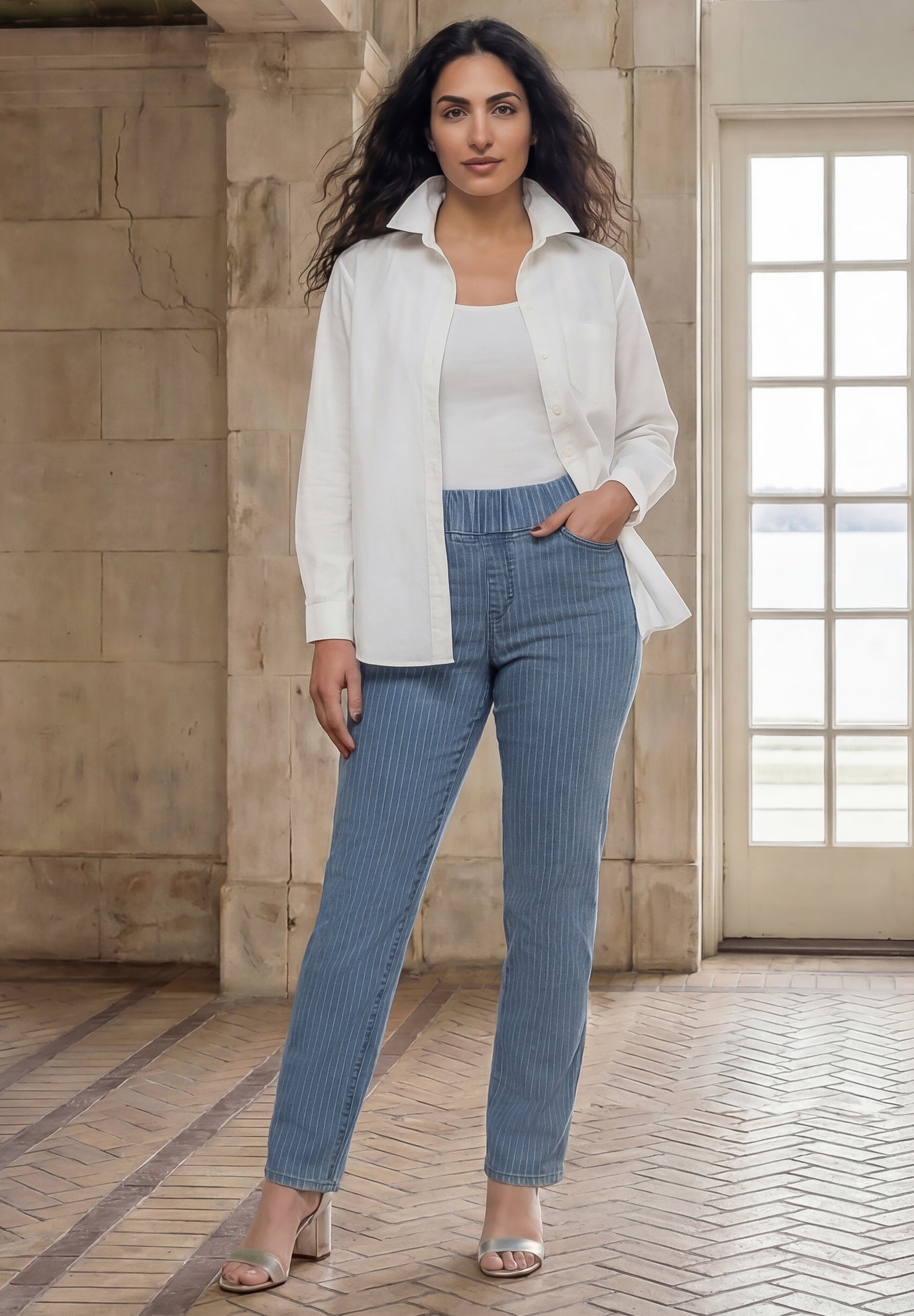 Comfort Waist Stretch Denim Straight-Leg Jean image number 0