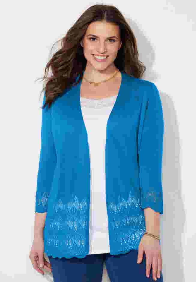 Pointelle Chevron Cardigan image number 3