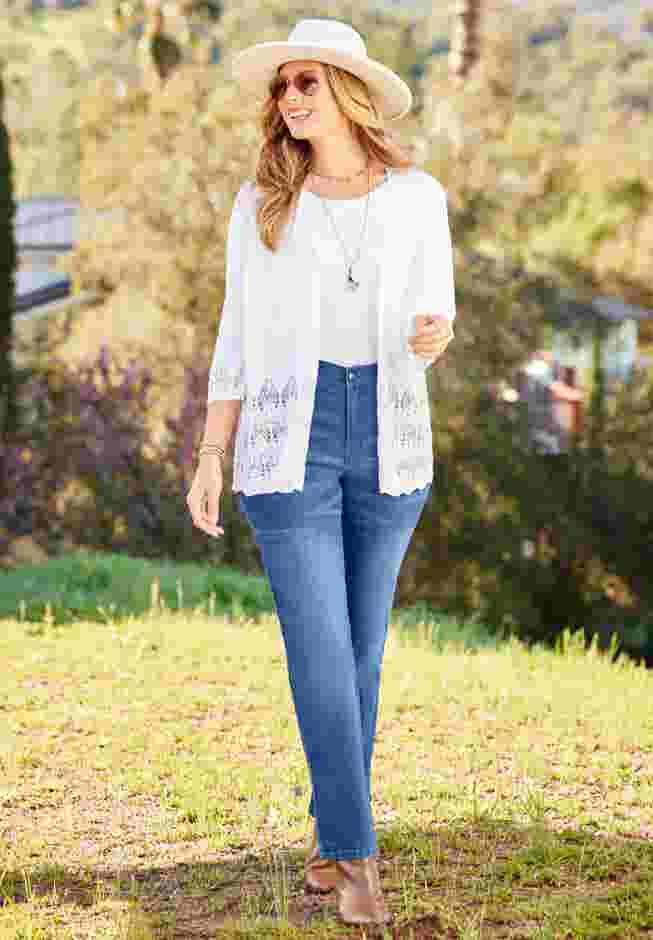 Pointelle Chevron Cardigan image number 4