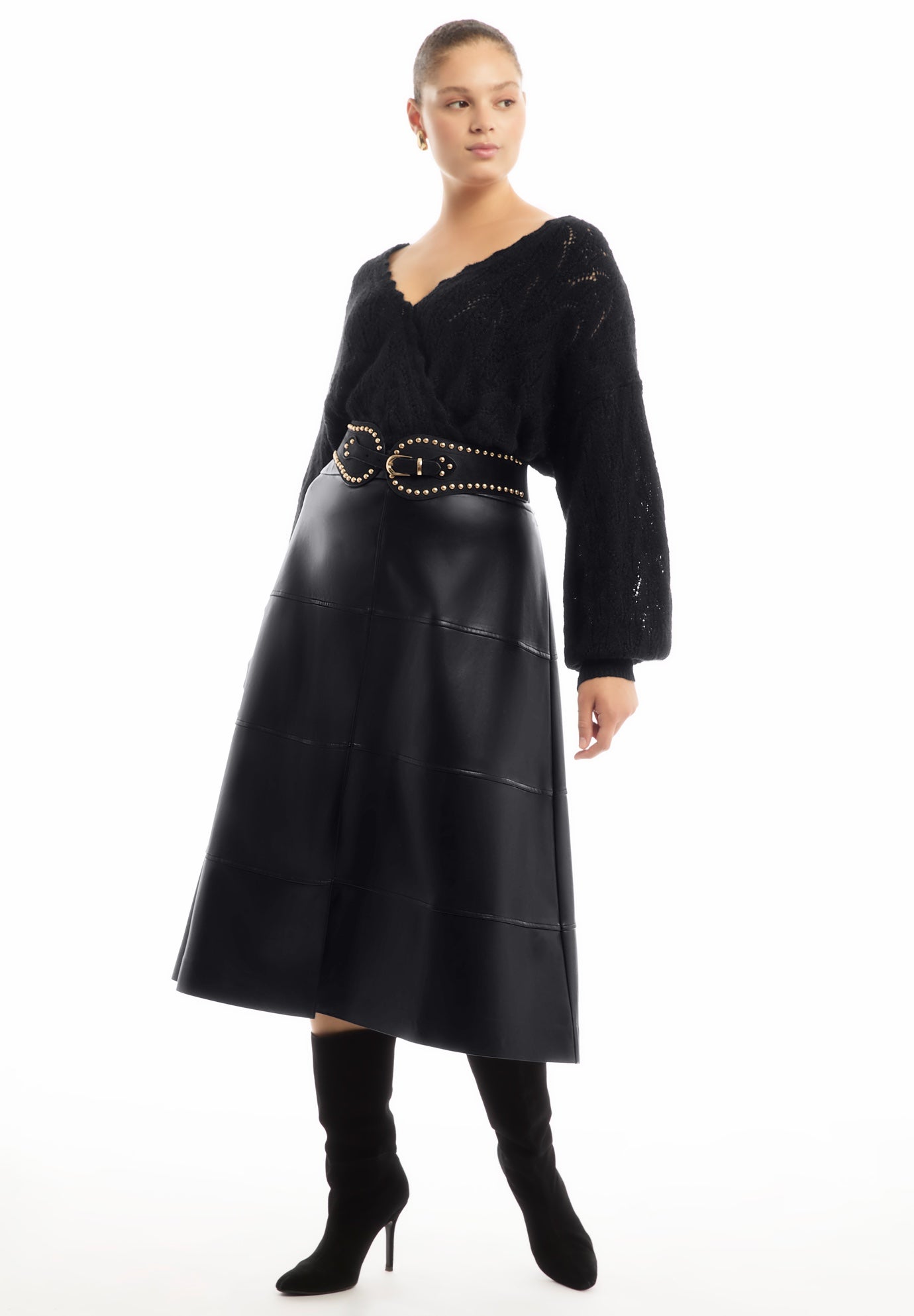 Scallop-Trim Wrap Sweater image number 0