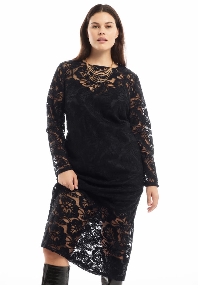 Lined Lace Column Midi Dress image number 2